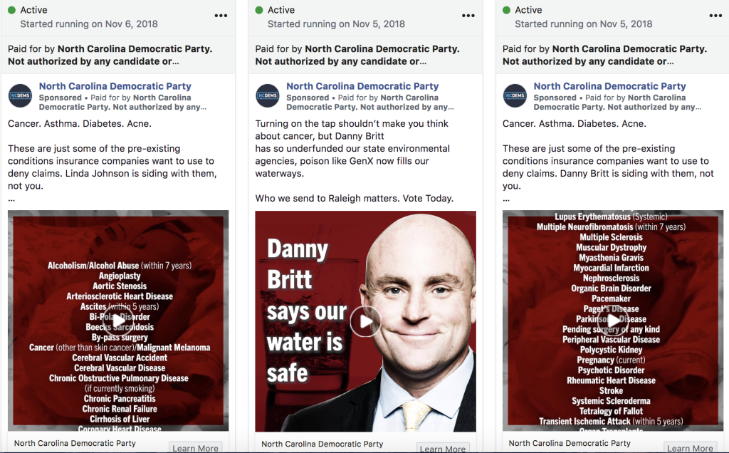 The N.C. Democratic Party used the carbon-copy ads to denounce lots of GOP candidates at once.